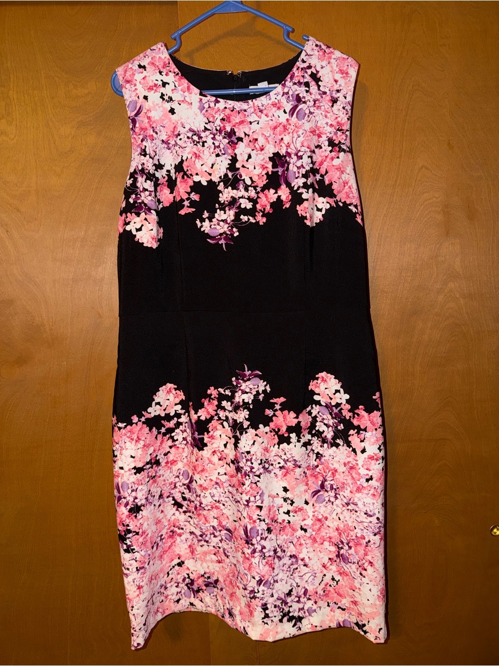 New York & Company Black Sheath Dress with Pink Floral Print